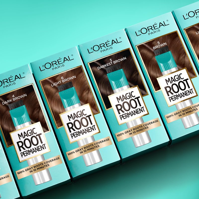 L'Oreal Paris Magic Root Permanent Hair Color Kit, 100% Gray Hair Coverage In Just 10 Minutes, Precision Brush Applicator for Seamless Application, 4 Dark Brown (1 Count)