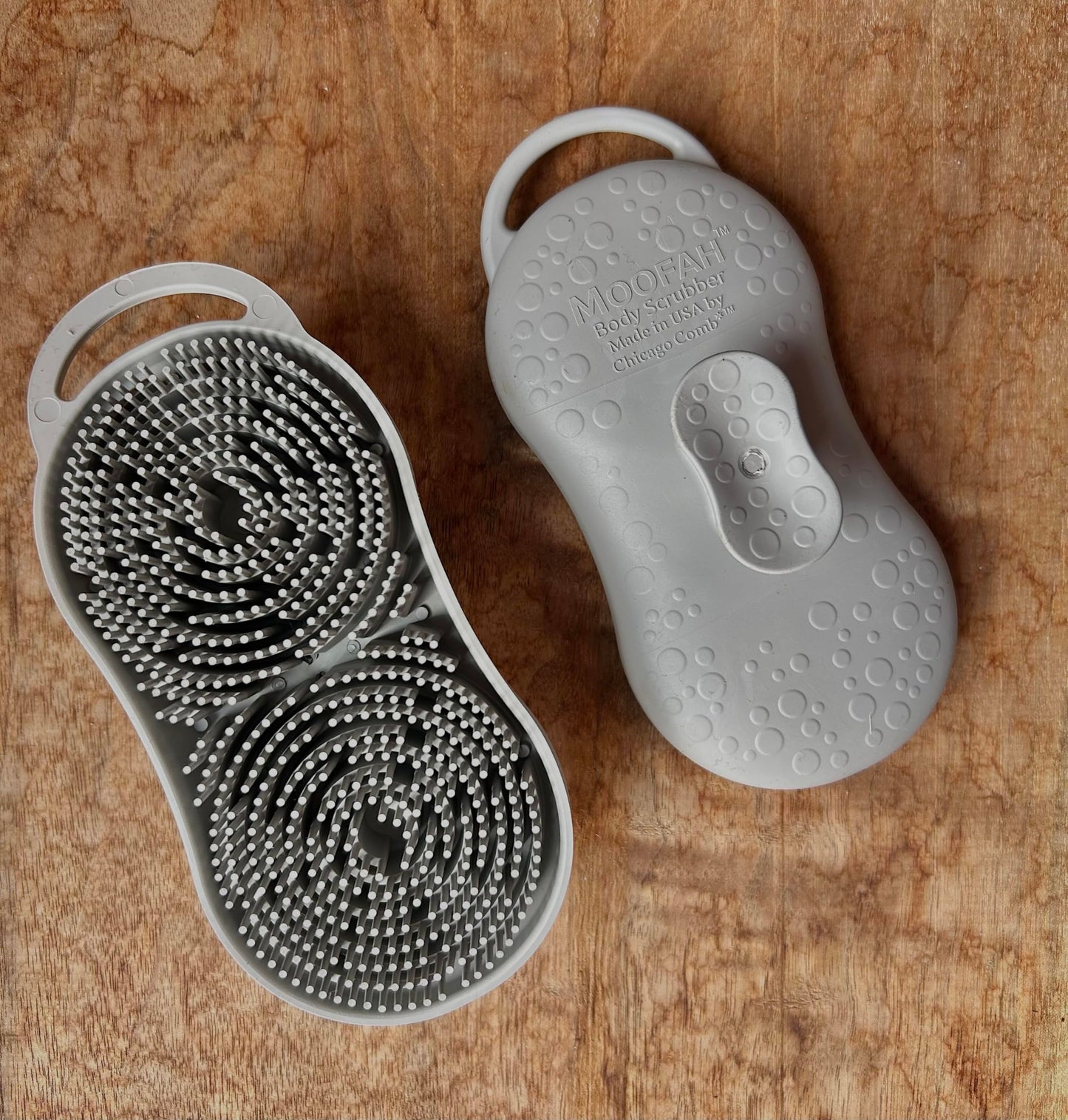 MOOFAH™ Body Scrubber- Deep Cleansing, Gentle Exfoliation for Smoother Skin, Soft-Touch Bristles, Made in USA by Chicago Comb, Easy Rinse, Quick-Dry (Shadow Grey)