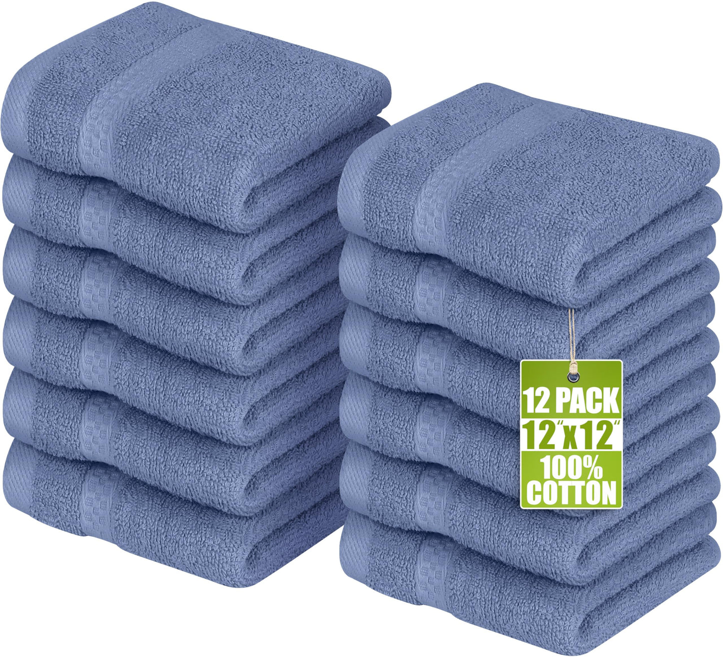Utopia Towels 12 Pack Premium Wash Cloths Set, 12 by 12 Inches, 100% Cotton Ring Spun, Highly Absorbent and Soft Feel Essential Washcloths for Bathroom, Spa, Gym, and Face, Electric Blue
