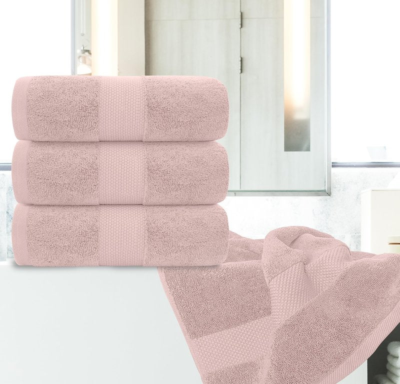 White Classic Luxury Bath Towels Set of 4 Large - 700 GSM Cotton Ultra Soft Bath Towels 27x54 | Highly Absorbent and Quick Dry | Hotel Towels for Bathroom Luxury, Plush Shower Towels, Pink