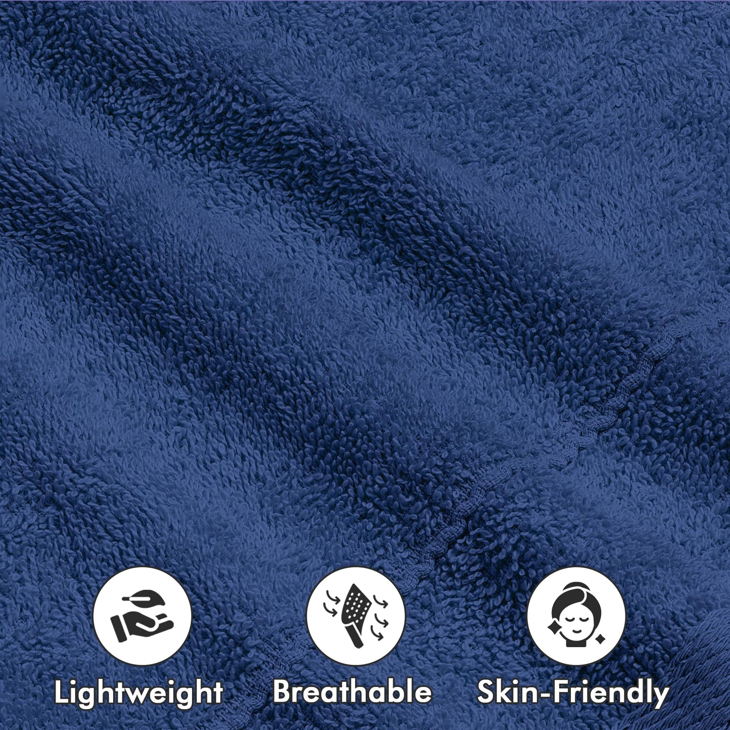 Novo Home Face Towels Pack of 12 – 100% Cotton Wash Cloths (12x12 inch) – Soft, Quick Dry & Highly Absorbent Hand Towels for Bathroom, Spa, Gym, Kitchen and for Daily Use - (Royal Blue)