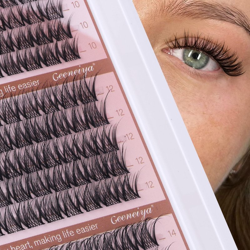 Medium Lash Clusters Short Wispy C Curl Eyelash Clusters 10-14MM Individual Eyelashes Natural Cluster Eyelash Extensions Natural Looking Cluster Lashes by Geeneiya (C Curl,10-12-14)