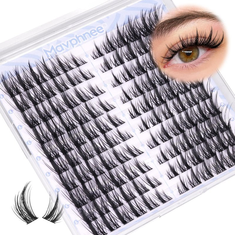 Manga Lash Clusters Spiky Cluster Eyelash Extensions Cat Eye Anime Individual Lashes Natural Lash Extension Clusters Wispy Eyelash Clusters 120 Pcs CD-Curly Cluster Lashes by Mavphnee