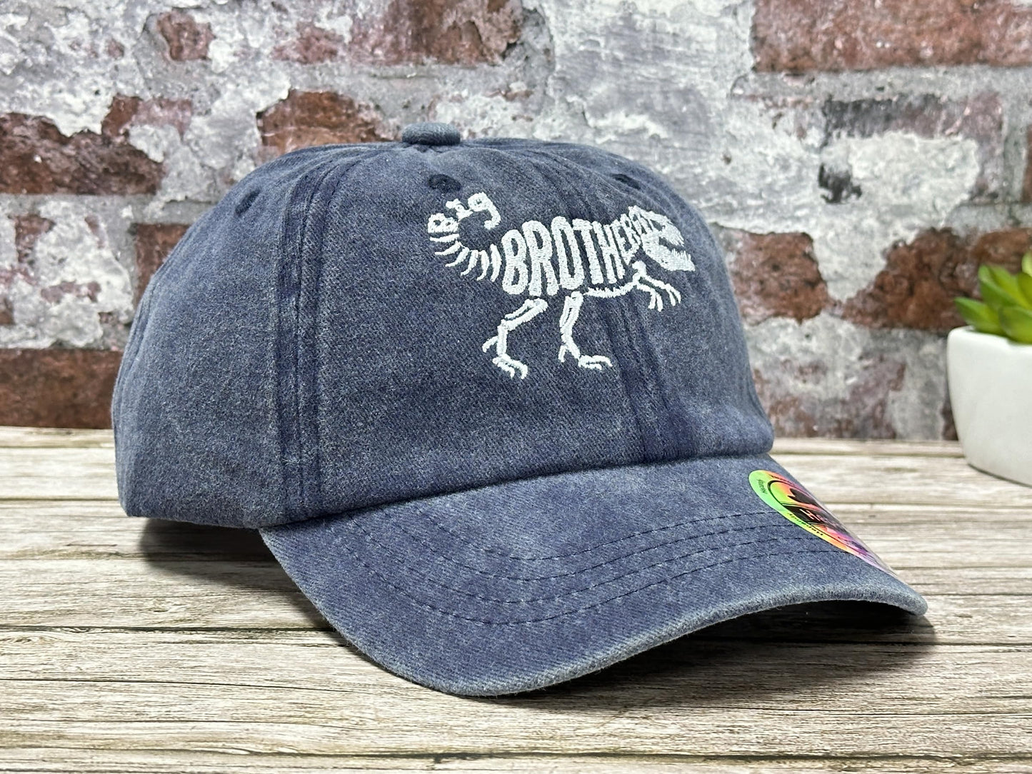 Hepandy Tyrannosaurus Hat for Big Brother, T-Rex Skeleton Bones Baseball Cap for Kids, Gift for Boys, Navy Blue Cotton Hat