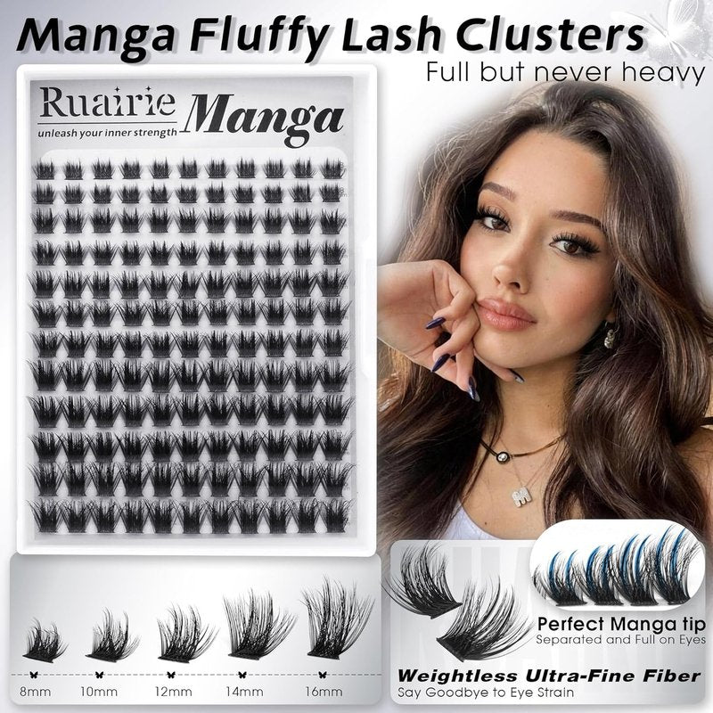 Skiennix Fluffy Lash Clusters | 3D Layered Volume Eyelash Extensions - Wispy Natural Look, 8-16mm