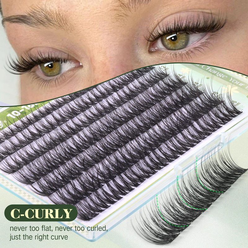 Natural Lash Clusters Wispy Eyelash Clusters with Thin Lash Band C-Curly Eye Lash Clusters Eyelash Extensions 10-16MM Individual Lashes for Beginners by Newcally