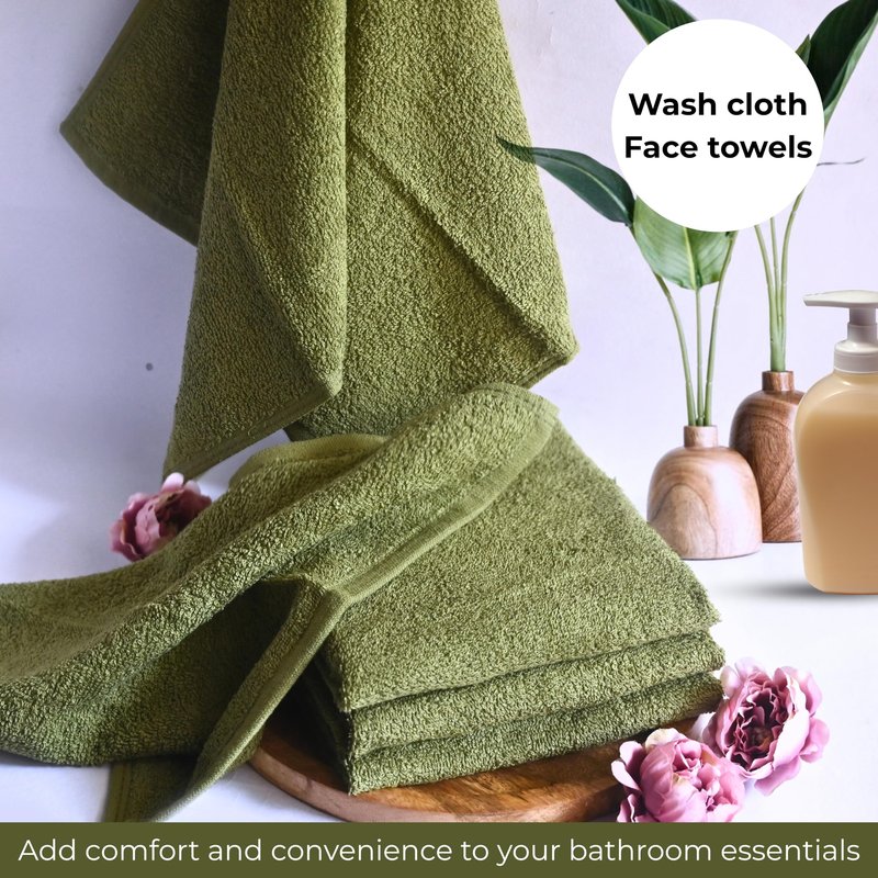 LIVINATI Sage Green 100% Cotton Wash Cloths for Showering Body and Face - 12"X12" 6 Pack Washcloths - Small Terry Towel Bath Rags for Adults and Kids Bathroom - Soft Absorbent