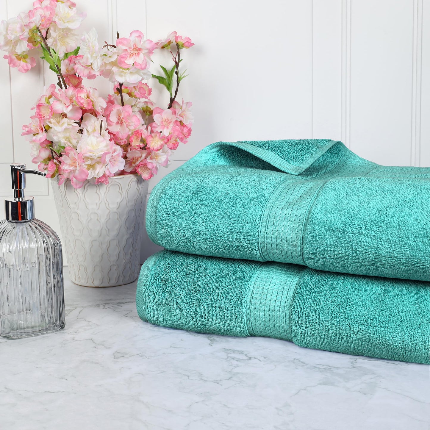 SUPERIOR Egyptian Cotton Pile Heavyweight Bath Sheet, 2 Piece Set,
