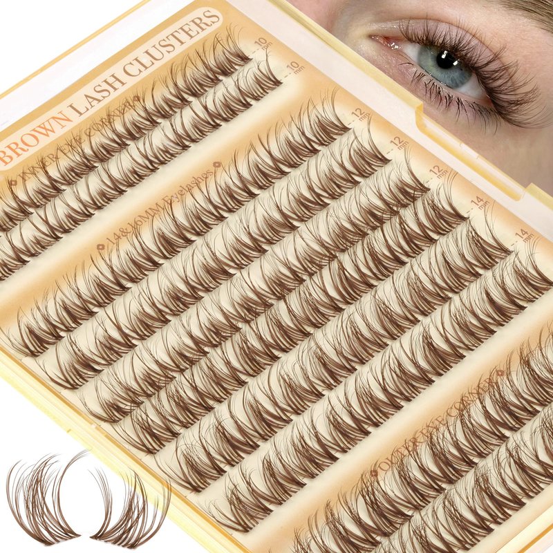 Brown Lash Clusters 10-16MM DD-Curl Spider Eyelash Clusters Wispy Fluffy DIY Cluster Eyelash Extensions with Thin&Clear Band Natural Individual Lashes by Pleell