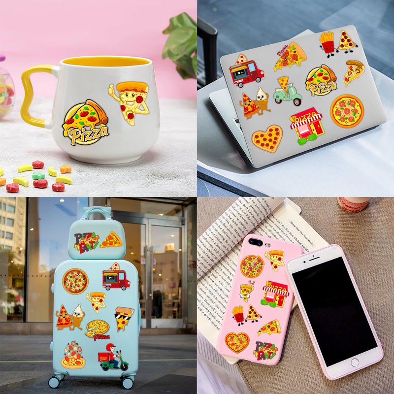 72PCS Pizza Party Set 48PCS Temporary Tattoos 24PCS Slap Bracelets Fun Food Themed Birthday Supplies, Baby Shower Gifts, Classroom Rewards & Party Decor for Kids Boys & Girls