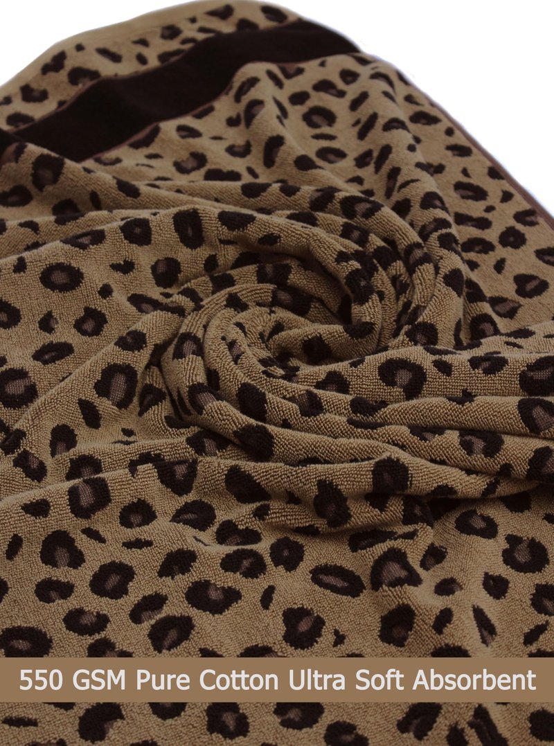 COTTON CRAFT 6 Piece Towel Set - Animal Print Leopard Cheetah Africa Safari 100% Cotton Jacquard 2 Bath Towel, 2 Hand Towel, 2 Washcloth Soft Absorbent Luxury Decorative Guest Towel Bathroom Towel Set