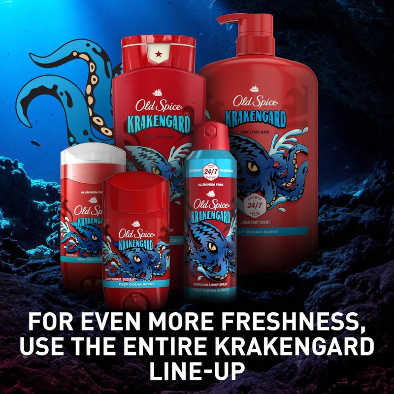 Old Spice Body Spray for Men - Aluminum Free, 24/7 Odor Protection & Lasting Freshness | Krakengard, 5.1 oz (Pack of 2)