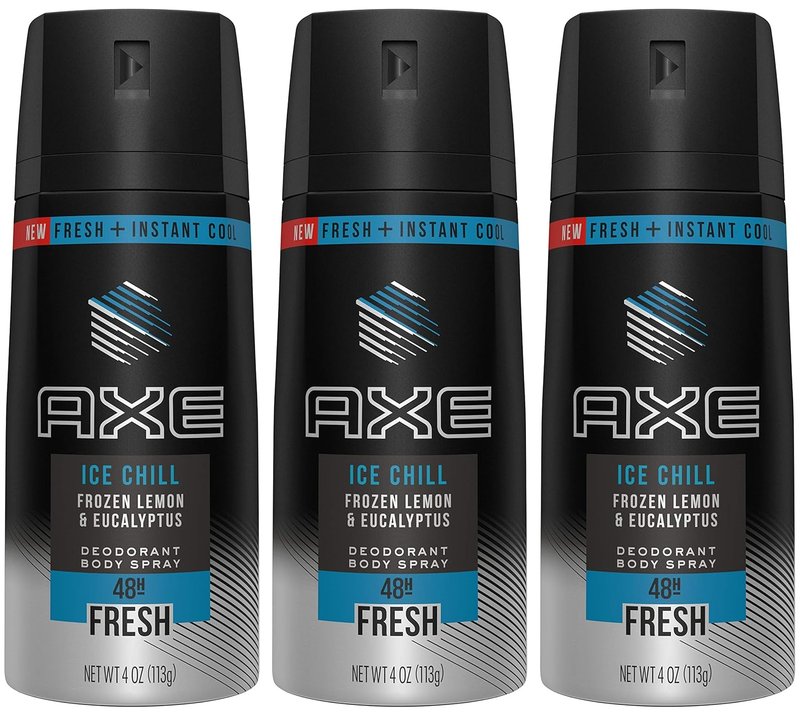 Axe Deodorant Body Spray - Ice Chill Frozen Lemon & Eucalyptus | 4 OZ Can - Pack of 3