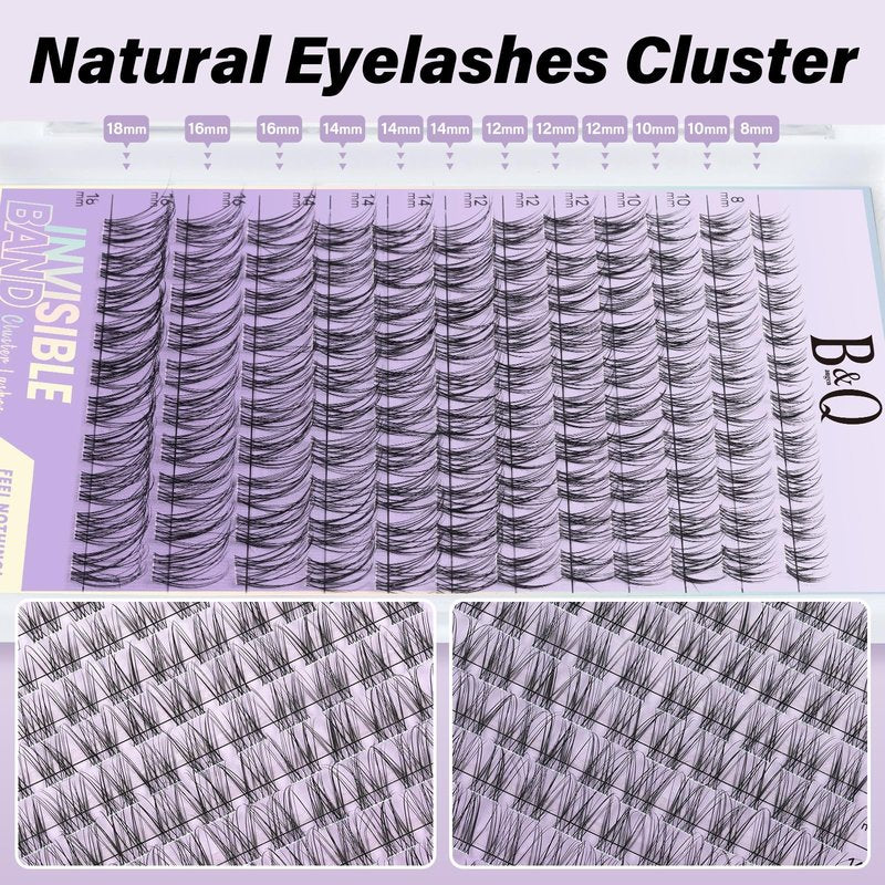 B&Q Flora Eyelash Clusters Kit - Velure DIY Lash Extension Kit at Home Beginner-Friendly Natural Lashes, 120pcs 8-18mm Wispy Clusters with 0.3mm Invisible Band & Waterproof, Daily Collection