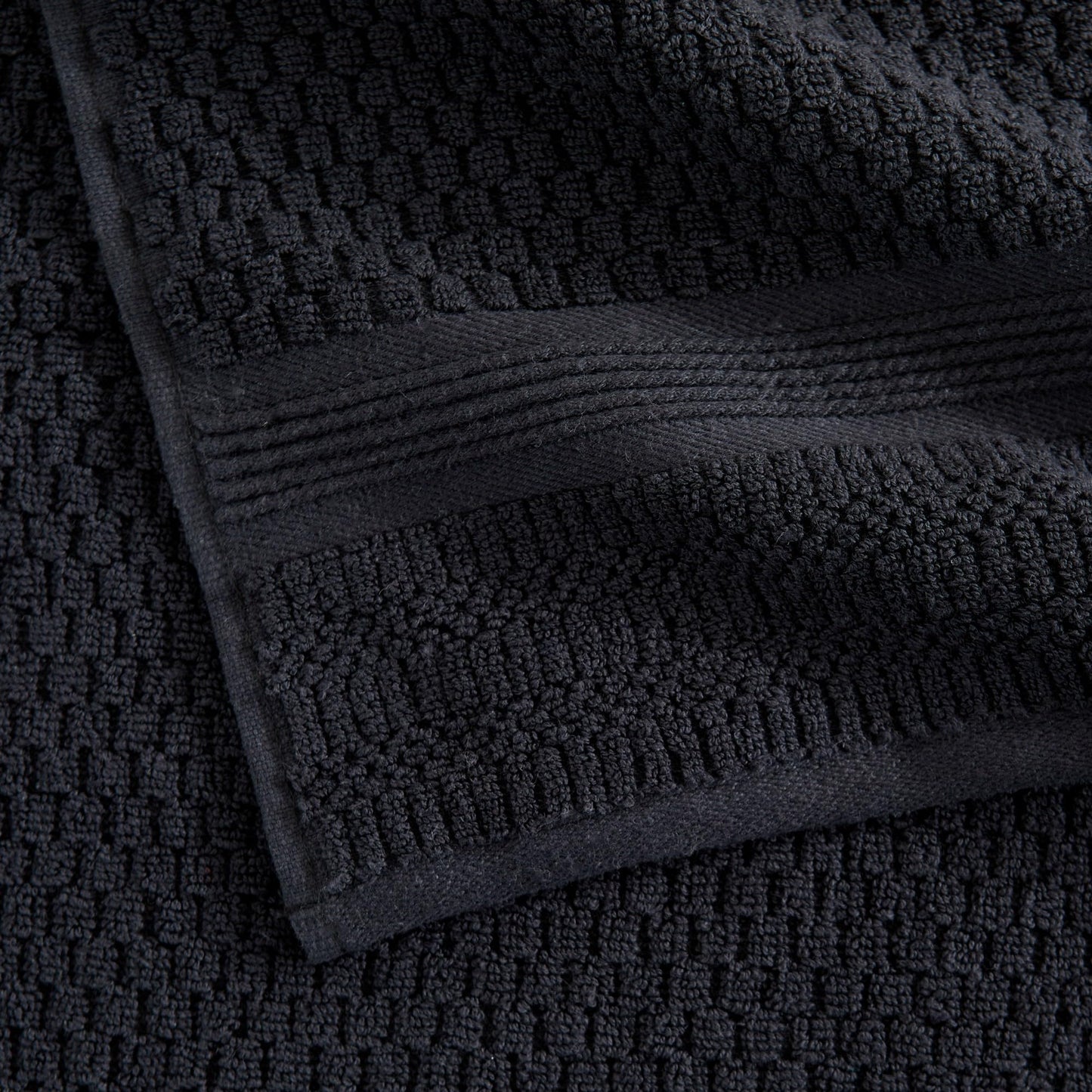Market & Place 100% Cotton Waffle Weave 6 Piece Towel Set – Soft, Quick-Dry Bath, Hand & Washcloth Towels – Lightweight, Textured Bathroom Set – Black | Zoey Collection