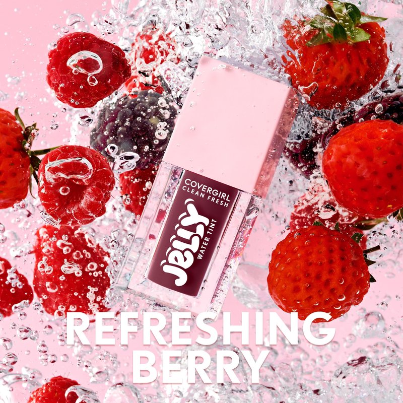 COVERGIRL Clean Fresh Jelly Water Tint, Lip & Cheek Tint, Transfer-Proof, Hydrating - 10 Raspberry Drops (Raspberry Pink)
