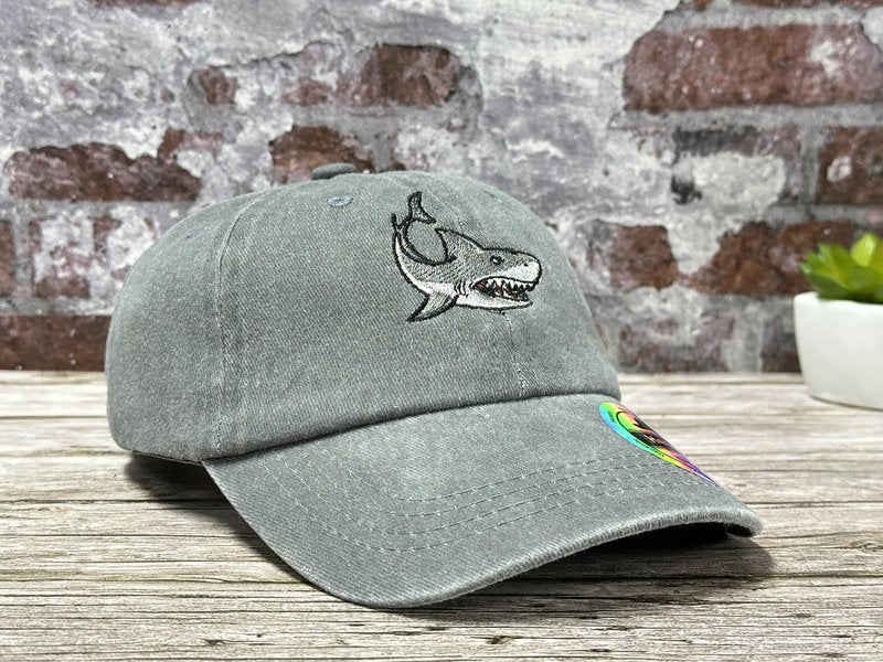 Hepandy Shark Baseball Cap for Children, Gifts for Lover, Washed Gray Baseball Cap for Boys Girls, Embroidered Dad Hat for Child Kids