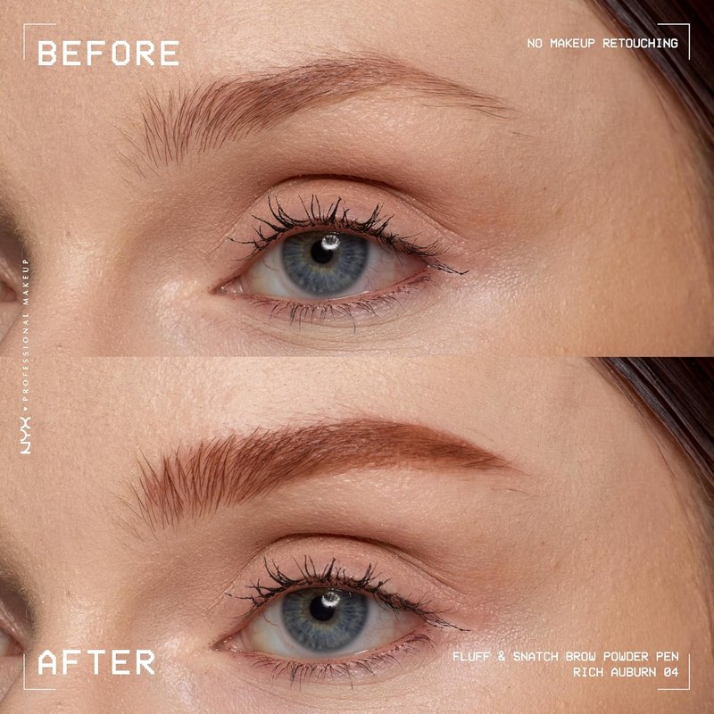 NYX Fluff & Snatch Brow Powder Pen - Cream To Powder Eyebrow Pen For Soft, Defined Brows | Rich Auburn