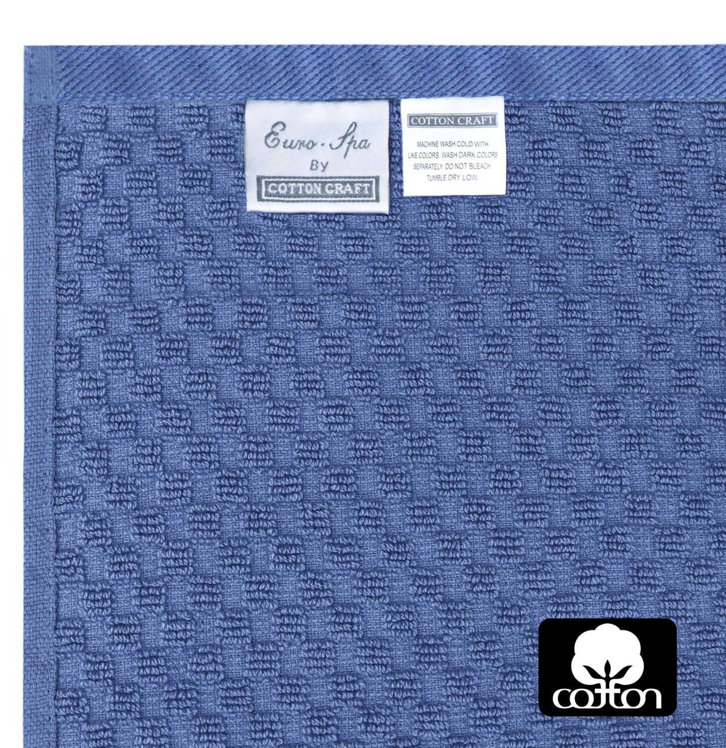 COTTON CRAFT Hooded Bath Towel – Oversized 35 x 70 Waffle Weave Towel with Hood for Adults - 100% Ringspun Cotton Pool Bath Sheet Wrap with Hood - Soft Super Absorbent Quick Dry – 450 GSM – Blue