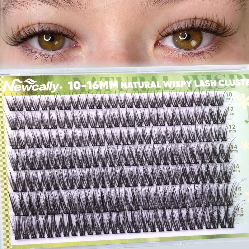 Natural Lash Clusters Wispy Eyelash Clusters with Thin Lash Band C-Curly Eye Lash Clusters Eyelash Extensions 10-16MM Individual Lashes for Beginners by Newcally