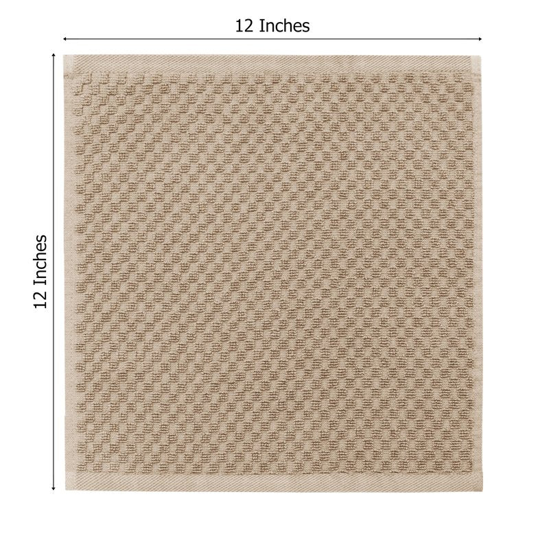 COTTON CRAFT Euro Spa Waffle Wash Cloth - Set of 12 Luxury Pure Ringspun Cotton Waffle Weave Bathroom Face Towel - Everyday Absorbent Hotel Gym Shower Beach Kitchen Travel Dorm - 12x12 inches - Linen