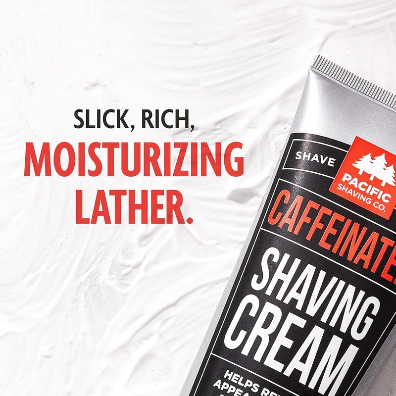 Pacific Shaving Company Caffeinated Shaving Cream - Hydrating Shea Butter & Spearmint Formula (3.4 Oz)
