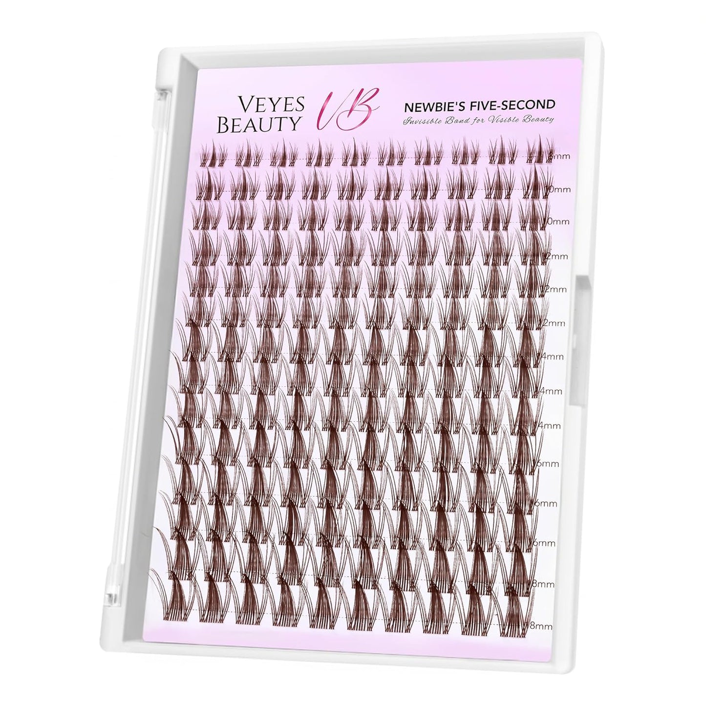 VEYESBEAUTY Brown Manga Lash Clusters - Thin & Invisible Band DIY Individual False Eyelashes | 8-18mm Mixed Length Wispy Lash Tray