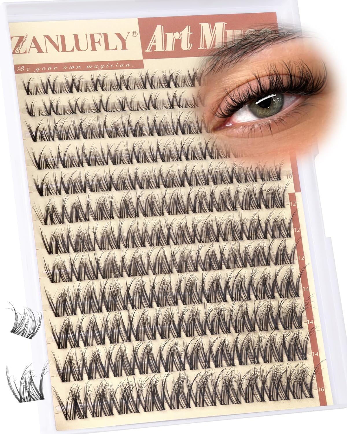 Zanlufly Spider Lash Clusters - Wispy Natural Eyelash Extensions | DIY 8-16mm Individual Lashes