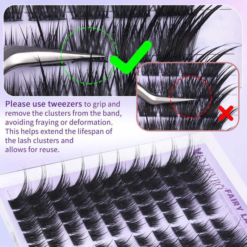 EYDEVRO Wispy Lash Clusters Fairy Eyelash Clusters Natural Cluster Lashes with Spikes LC Curl Fox Eye Cat Eye Lashes Manga Lashes 120Pcs Reusable Premapped Cluster Eyelash Extensions Individual Lashes
