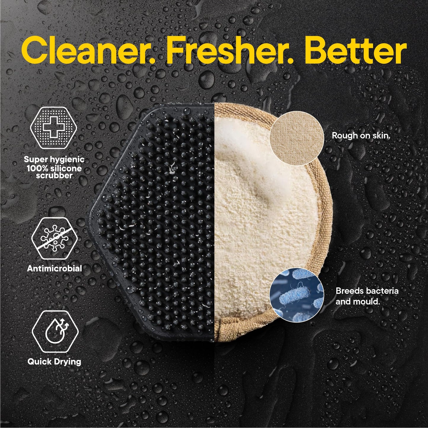 TOOLETRIES Premium Silicone Face Scrubber for Men & Women, Gentle Facial Cleansing Brush & Exfoliator, Deep Pore & Dead Skin Removal, Soft Touch Massager, Quick-Drying & Hygienic - Charcoal