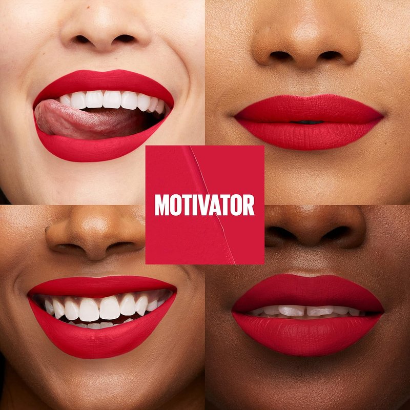 Maybelline Super Stay Matte Ink Liquid Lip Color - Long Lasting, Transfer Proof Lipstick | Motivator Red, 1 Count
