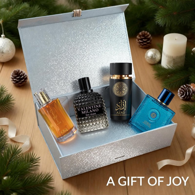 A CENTER Men's Cologne Gift Set 4 x 3.4 FL oz|Luxury perfume with Premium Presentation Box|Perfect Valentine's Day Gift Him|Long Lasting Fragrance(ValentiMilaM&ChocoMu50&verseAd&AZADB)