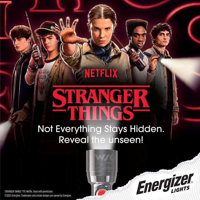 Energizer Stranger Things Squawk Retro LED Flashlight, Water Resistant and Drop Tested Camping Flashlight, Limited Edition, 250 Lumens