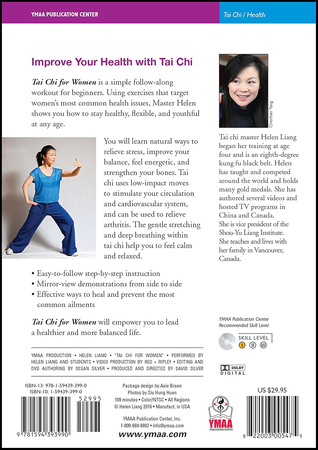 YMAA Tai Chi DVD for Women | Beginner Exercises with Master Helen Liang - Health Benefits for All Ages