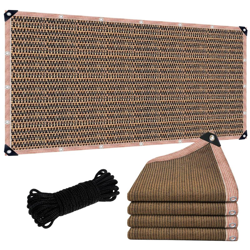 LCYFBE 90% Shade Cloth Sun Shade Fabric Privacy Screen Shade Cover for Patio Garden Pergola Shade Cover Canopy with Gromments, 6 x 8 FT, Mocha