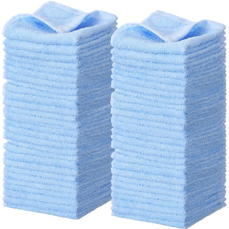 Newwiee 40 Count Wash Cloth Bulk Cotton Bath Hand Face Washcloths Soft Quick Drying Towel for Women Bathroom Washing Body Viscose Fiber Multipurpose Fingertip Rags(10 x 10 Inch,Blue)
