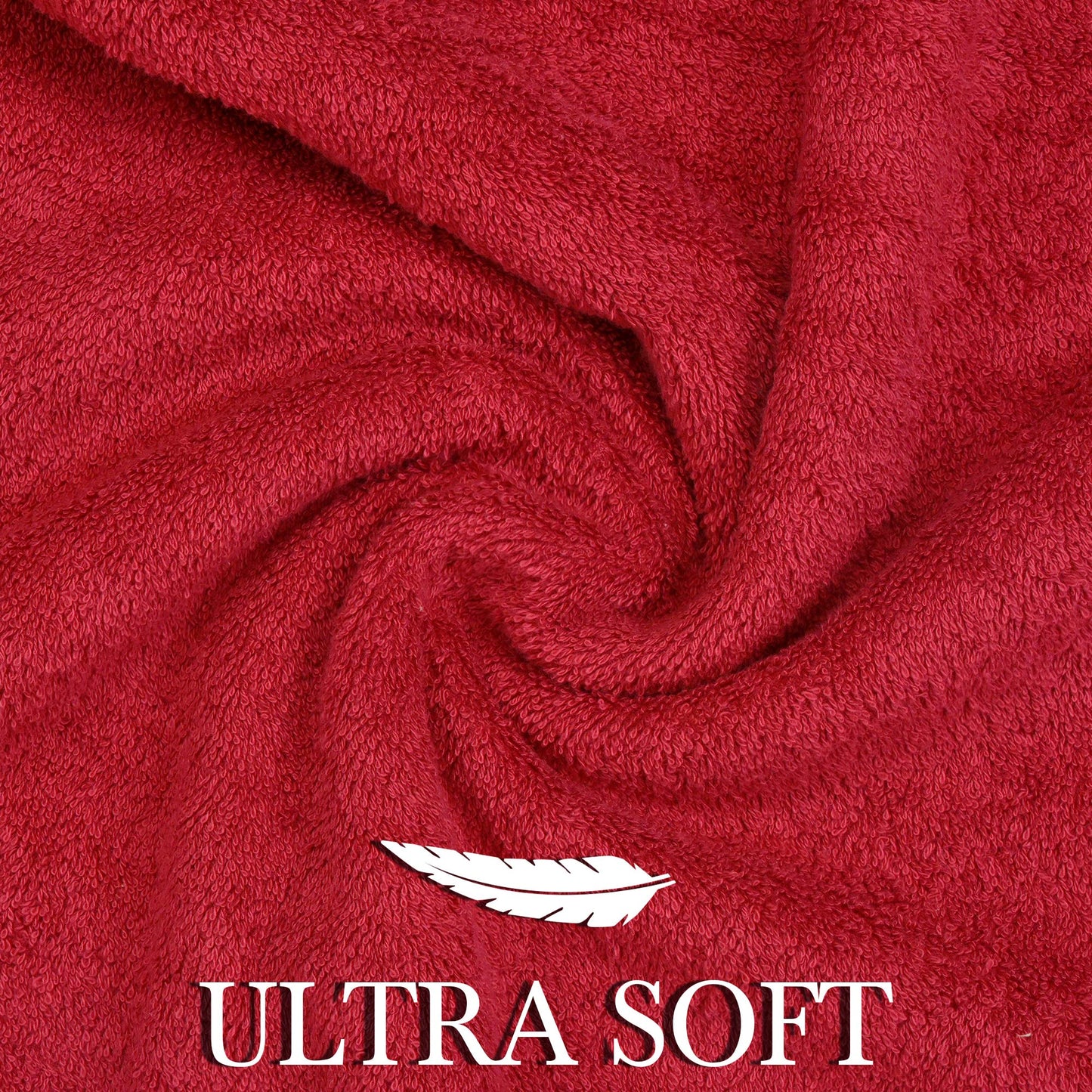 CRAFTBERRY 100% Cotton Bath Towels Set 6 Piece – Soft, Highly Absorbent, Quick Dry, Lightweight Feel – 2 Bath, 2 Hand, 2 Washcloths – Durable, Fade Resistant – Premium Everyday Comfort – Red