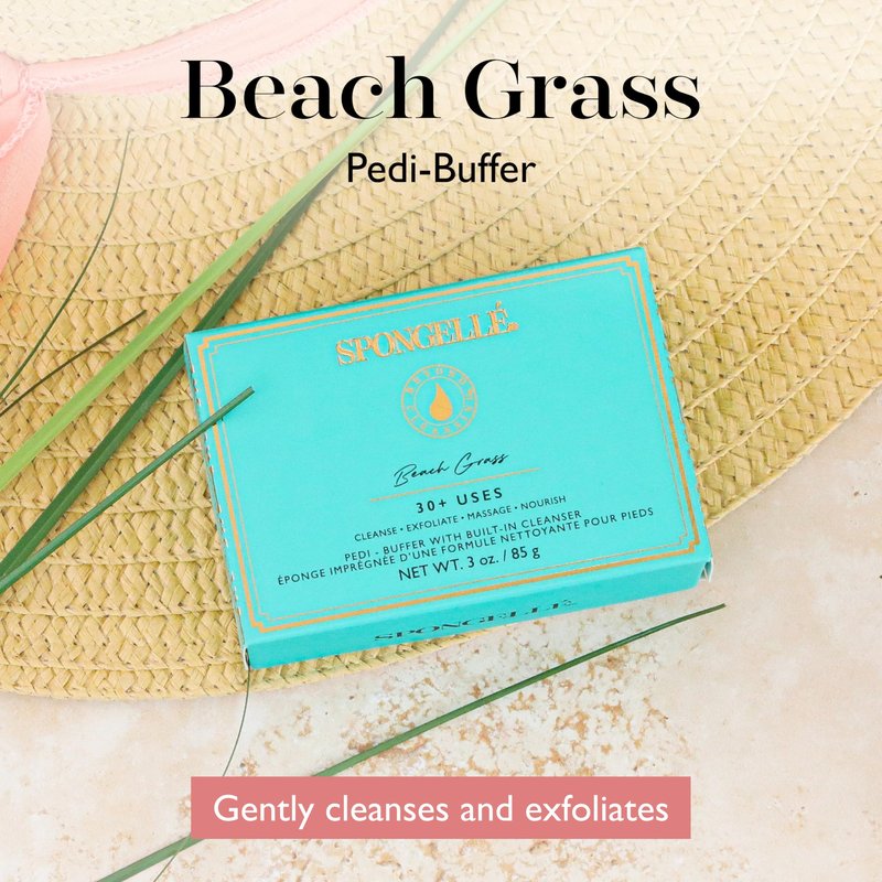 Spongellé Beach Grass Pedi Buffer Bath Sponge | Exfoliating Foot & Heel Scrub | Cleanse, Exfoliate, and Nourish in One Easy Step | Cruelty-Free, Vegan, Dermatologist-Tested, Made in USA | 30+ uses