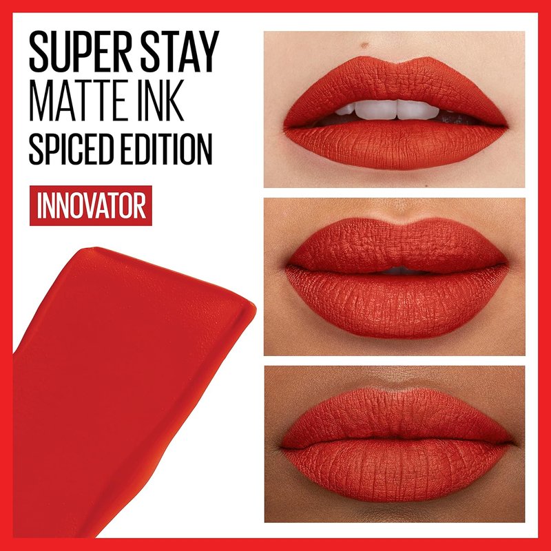 Maybelline Super Stay Matte Ink Liquid Lipstick - Long Lasting High Impact Color | 16H Wear, Ruby Red & Cardinal Red
