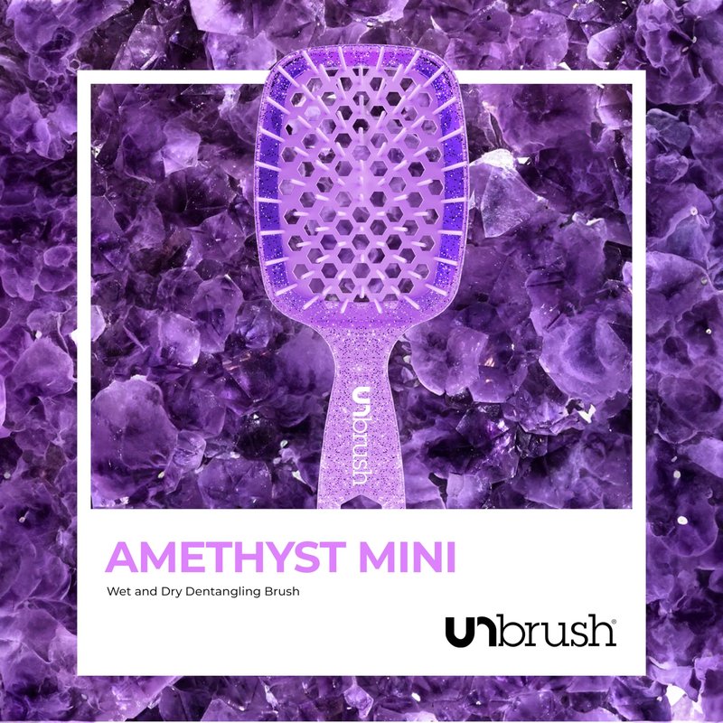 FHI Heat UNbrush Mini Detangler Brush for Pain-Free Brushing on All Wet or Dry Hair Types — Durable Duoflex Anti-Static Bristles, Lightweight Handle, Vented Mini Hair Brush, Amethyst Lavender