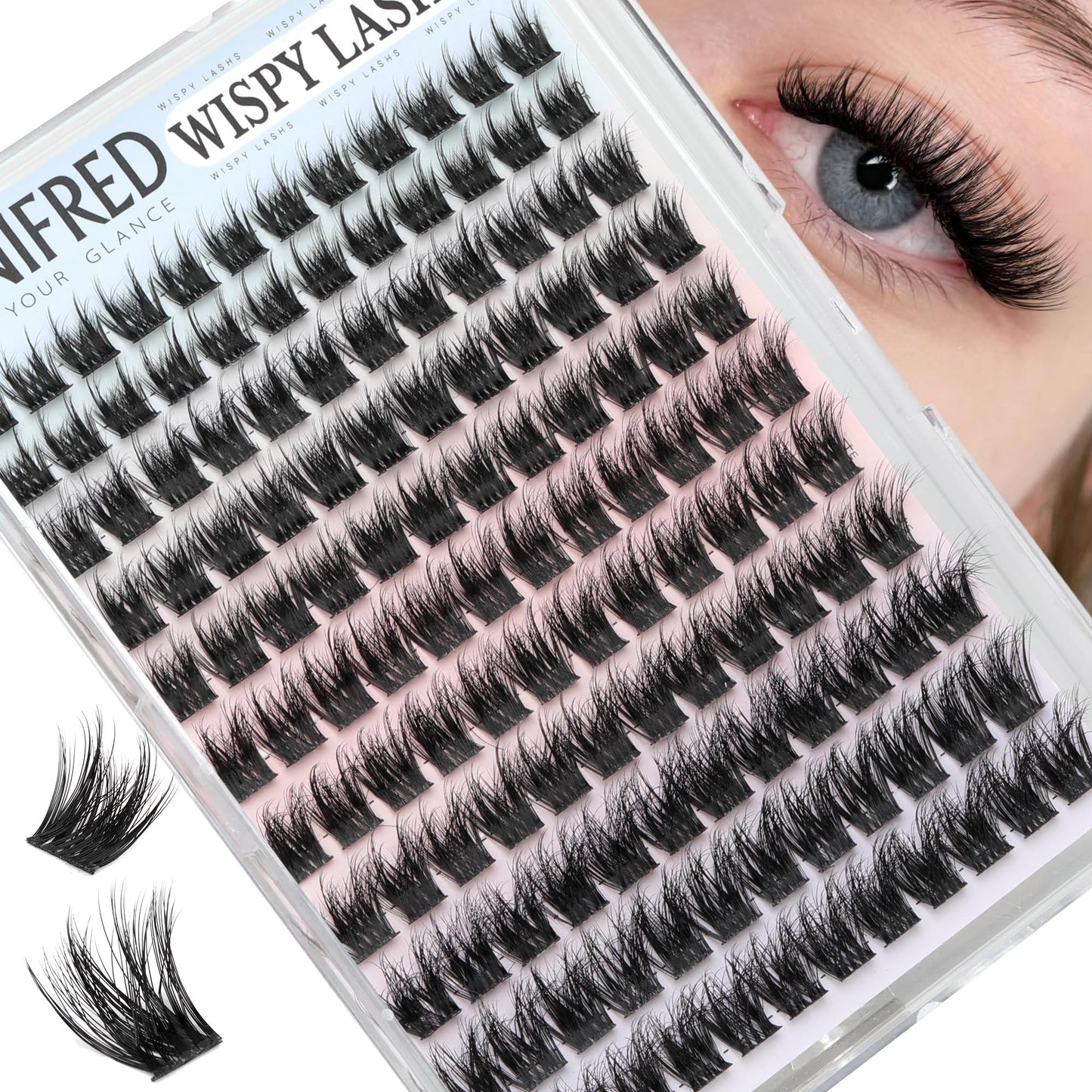 Winifred Lash Clusters Natural Eyelash Clusters Wispy Fluffy Cluster Eyelash Extensions Light Volume Lash Extensions DIY 10-16mm Eyelashes Thin Band Hyrid Individual Lashes