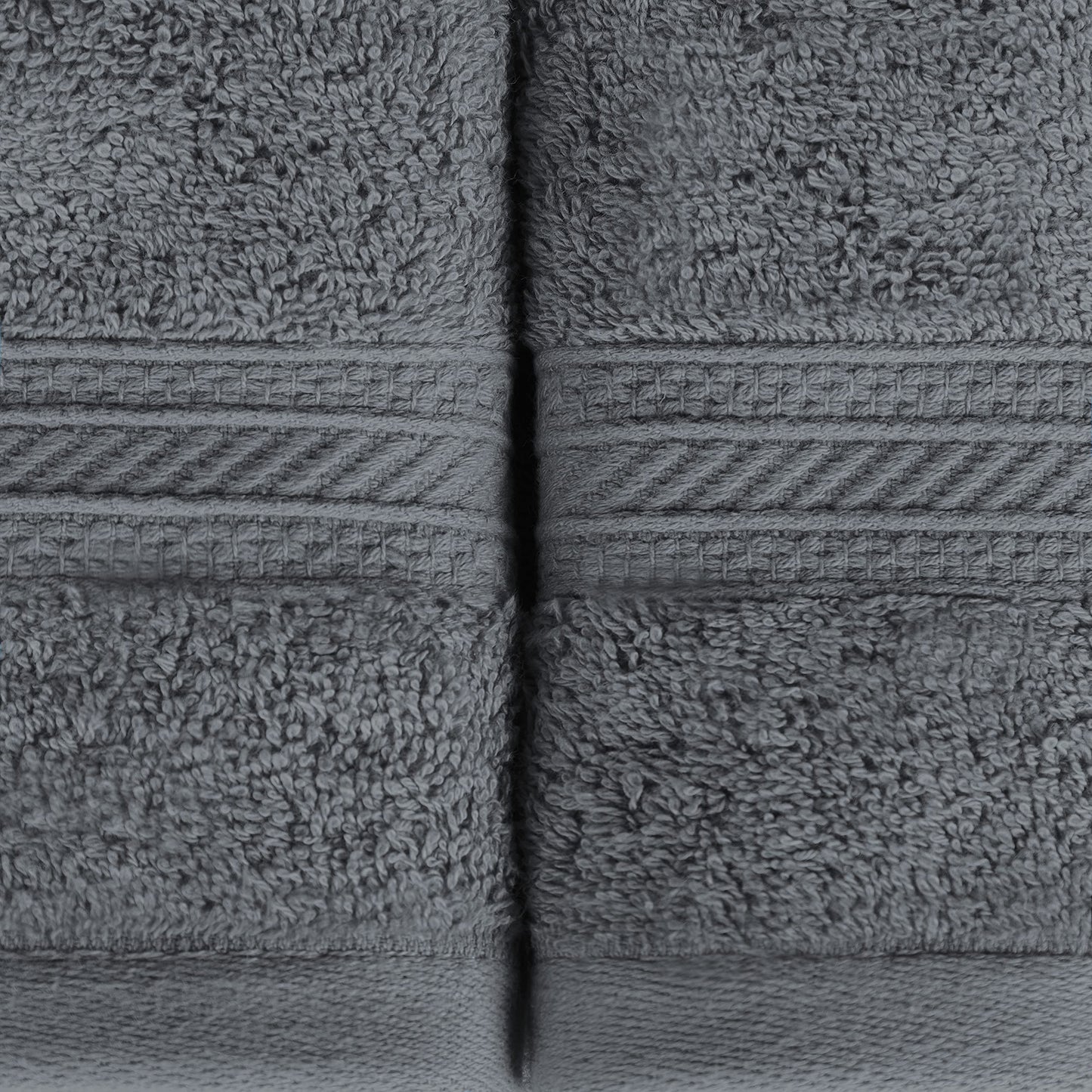 Superior Long Staple 100% Combed Cotton 700GSM 8-Piece Solid Towel Set for Bathroom, Shower, Kitchen-Super Soft, Plush, Assorted 8-Piece Towels, 4 Face/Washcloths, 2 Hand Towels, 2 Bath Towels, Grey