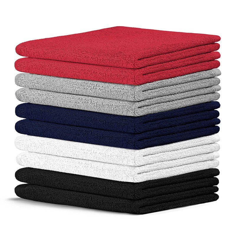 Crystal Ridge Cotton Wash Cloths 10 Pack - Washcloths for Showering, Face and Body, Soft and Highly Absorbent Multipurpose Towels for Bathroom, Kitchen, Spa and Gym - Wash Rags 12 x12 (Contemporary)
