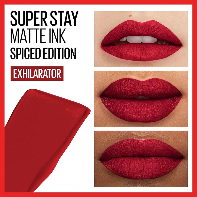 Maybelline Super Stay Matte Ink Liquid Lipstick - Long Lasting High Impact Color | 16H Wear, Ruby Red & Cardinal Red