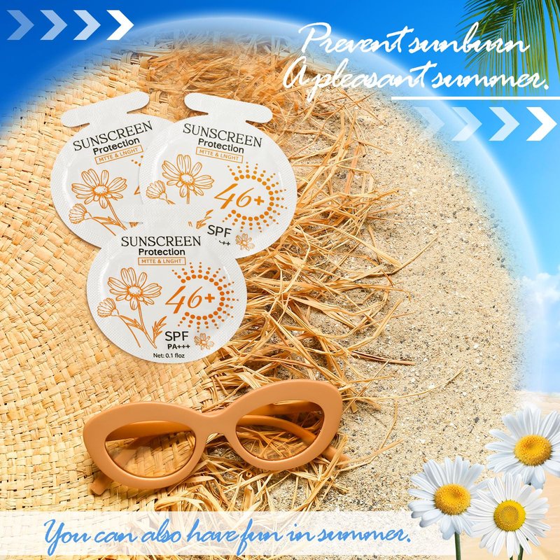 Heigble 100 Pcs Sunscreen Bulk Mini Travel Size Sunscreen Packets SPF 46+ Summer Party Gifts for Women Girl