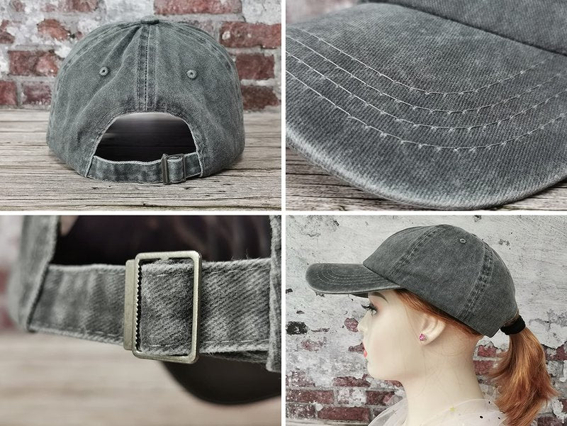 Hepandy Embroidered Big Foot Hat, Embroidered Baseball Cap for Women Men, Gifts for Father Day, Washed Grey Outdoor Adjustable Dad Hat
