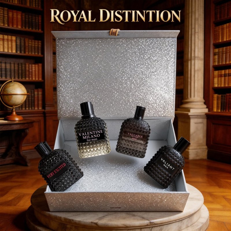 A CENTER Men's Cologne Gift Set 4 x 3.4 FL oz|Luxury perfume with Premium Presentation Box|Perfect Valentine's Day Gift for Him|Long Lasting Fragrance(ValentineMilaM&ValuabB&ValiantM&VExcitedB)