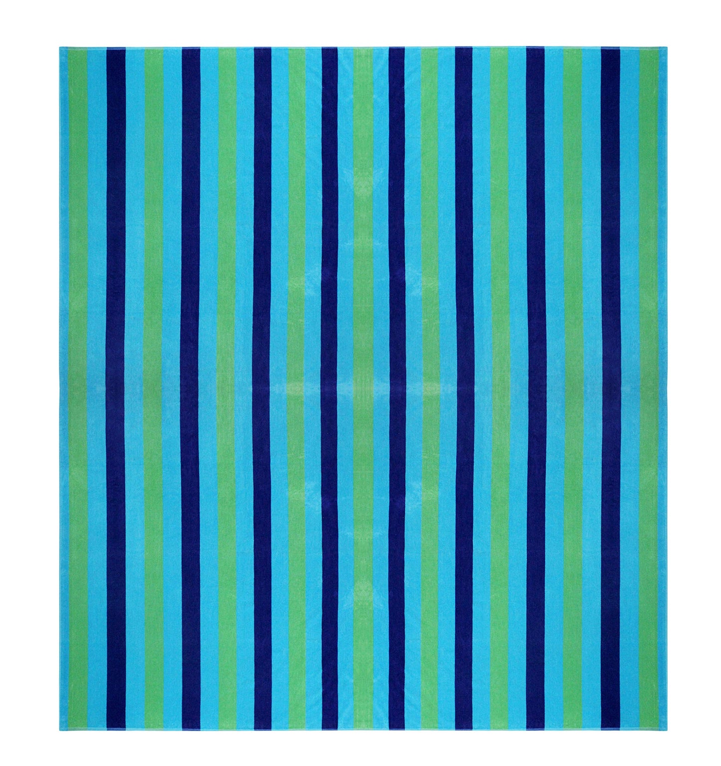 COTTON CRAFT Oversized Extra Wide XL Beach Blanket Towel for Two - 58x68-100% Cotton Velour - Big & Huge - Pool Picnic Bath Jacquard Thick Plush Super Soft Luxury - 450 GSM - Cabana Stripe Blue Green