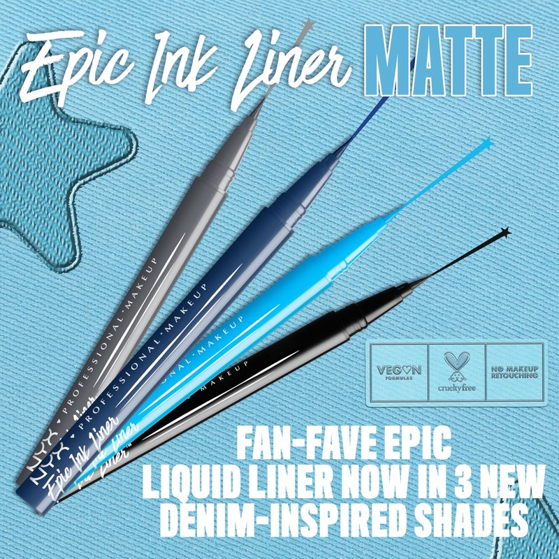 NYX PROFESSIONAL MAKEUP Epic Ink Liner, Waterproof Matte Liquid Eyeliner with Vegan Formula - Vintage Baby (Baby Blue)