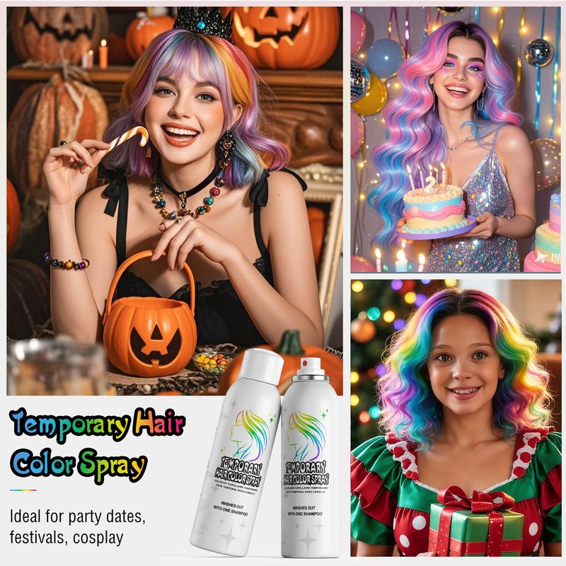 Purple Temporary Hair Color Spray - Gentle Formula, Washable & Non-Sticky | Instant Hair Dye Alternative for Adults | Halloween, Costume, Party Makeup, 150ml